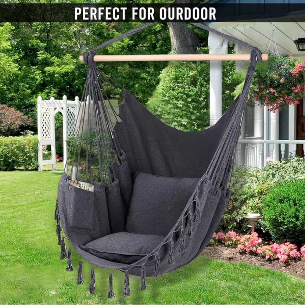 New!! Cozy Gray Hammock Chair - Picture 4 of 10